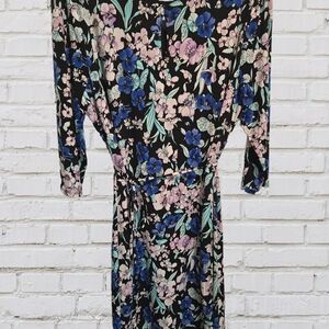 Liz Claiborne Pink and Floral Dress with Dolman Sleeves